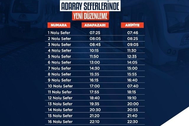 Sakarya'da ADARAY sefer çizelgesi yeniden düzenlendi, iş ve okul saatleri korunacak